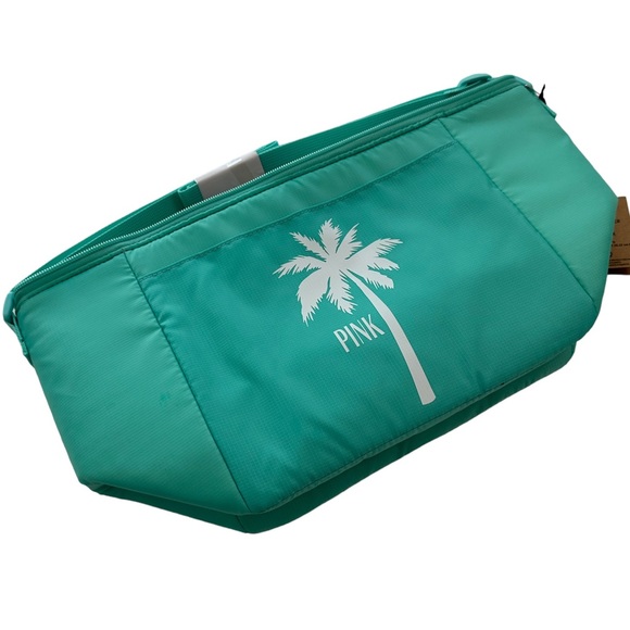 RELISTED *** PINK Victoria’s Secret 6 Pack Soft Palm Tree Cooler In Aqua NWT - Picture 4 of 10